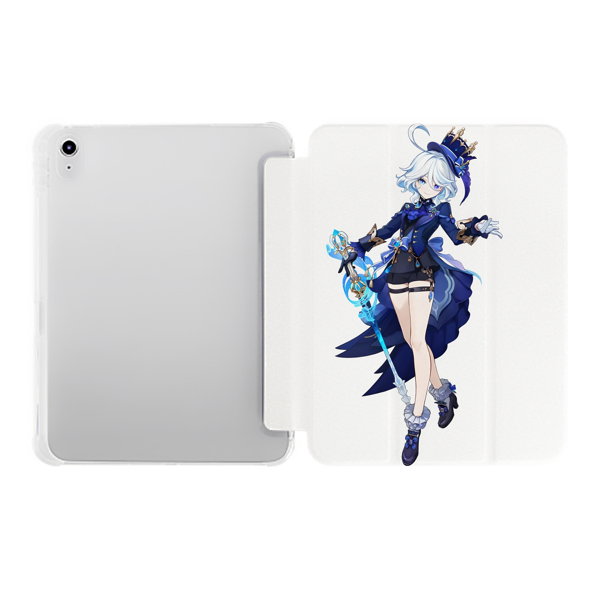 げんし神 フリーナ genshin Furina IPad ケース ペン収納付き 三つ折りスタンド PUレザー×シリコン 対応機種9.5/10.5/10.9インチ